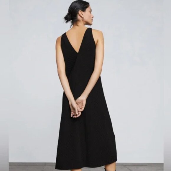 NWT Everlane The City Stripe Midi Dress - Black